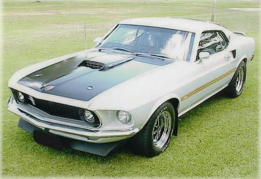 offer to send me a picture of a pewter grey 1969 Mustang Mach 1 he owns