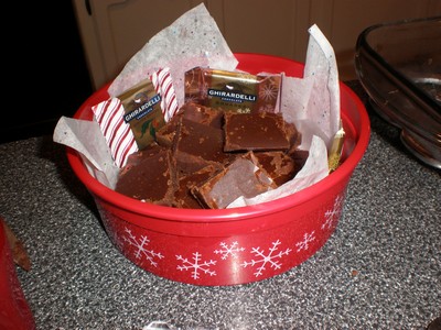 fudge cooking on stove